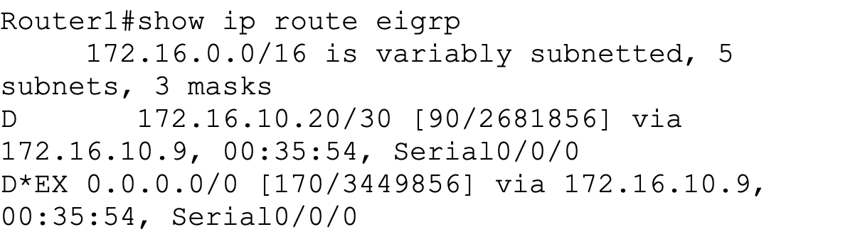 EIGRP routing table output