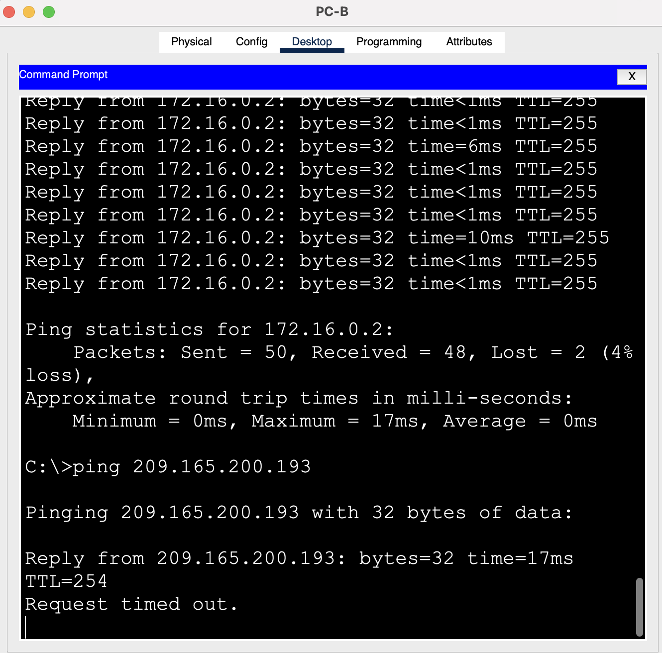 End to end reachability ping